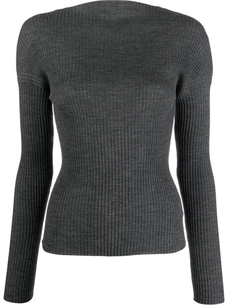 ribbed-knit long-sleeve top