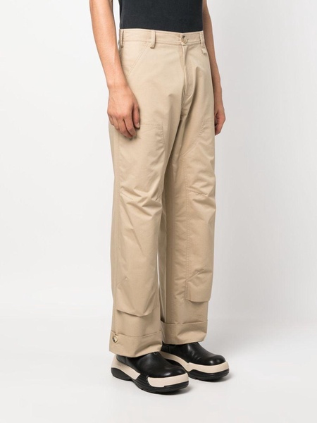 panelled straight-leg trousers