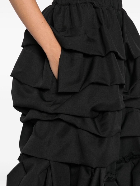 ruffled tiered midi skirt