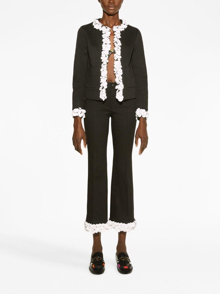 floral-appliqué cropped trousers