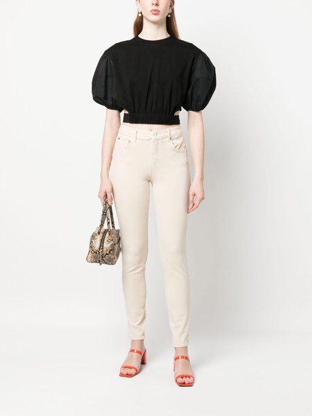 puff-sleeve cropped blouse