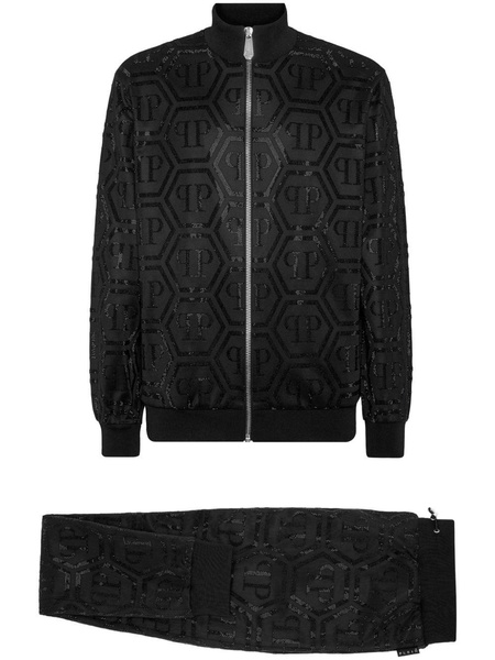 monogram-pattern zip-up tracksuit set