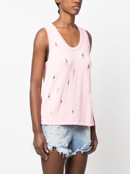 distressed-effect sleeveless top