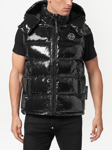 logo-patch padded gilet 