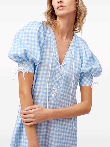 Garden gingham puff-sleeve dress