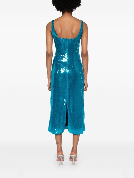 Blue Sidd Sequined Mesh Midi Dress