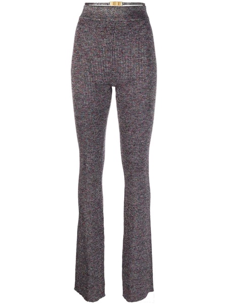 lurex-detailing flared knitted trousers