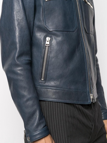 zip-pocket leather jacket