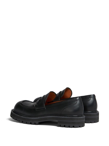 penny-slot leather loafers