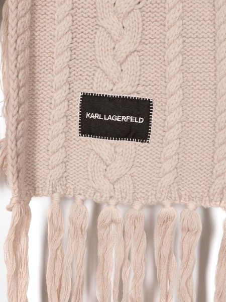 logo-appliqué cable-knit scarf