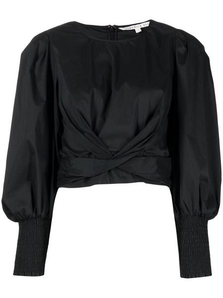 balloon-sleeves cropped blouse