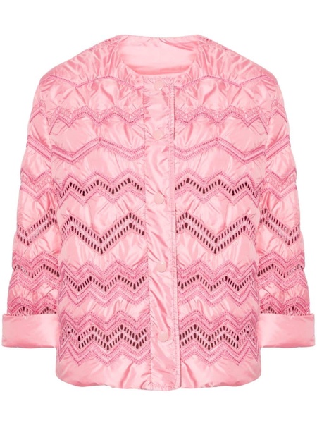 chevron-embroidered puffer jacket