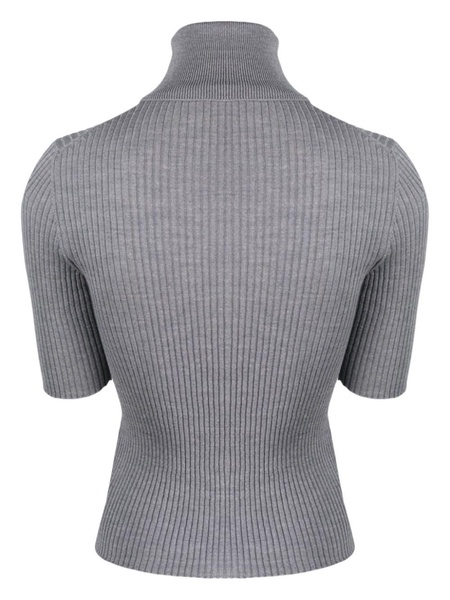 ribbed-knit virgin wool T-shirt