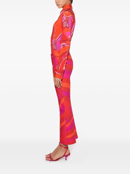 Iride-print flared trousers