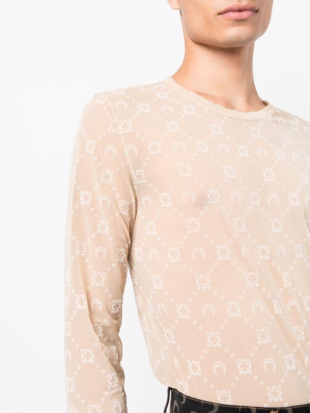 Moonogram-pattern long-sleeve T-shirt