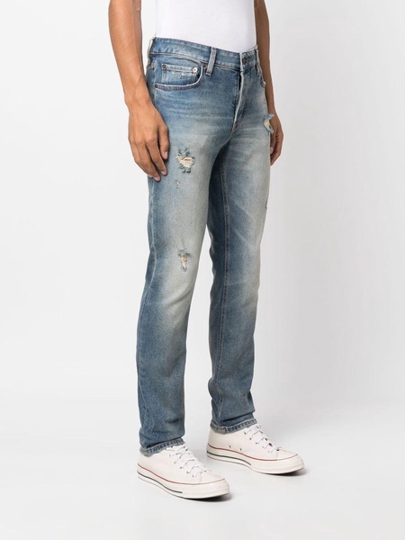 stonewashed straight-leg jeans