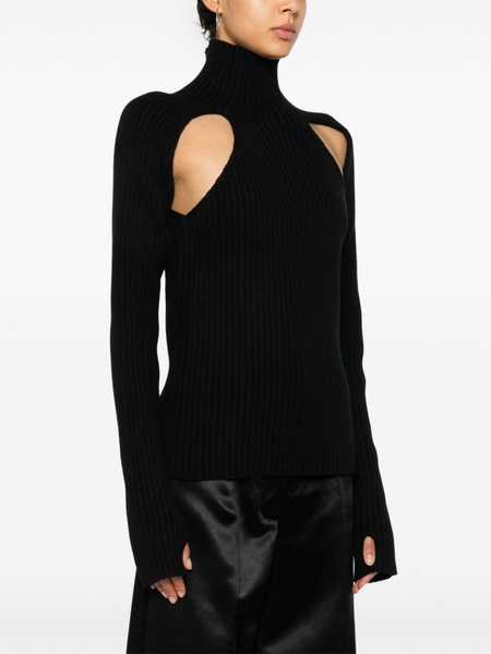 Black Cut-Out Wool Jumper