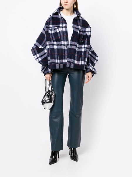 plaid-print shirt jacket