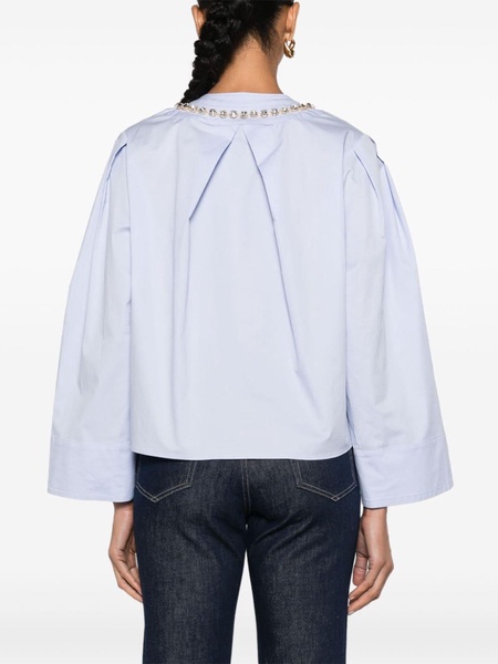 crystal-neckline cropped shirt