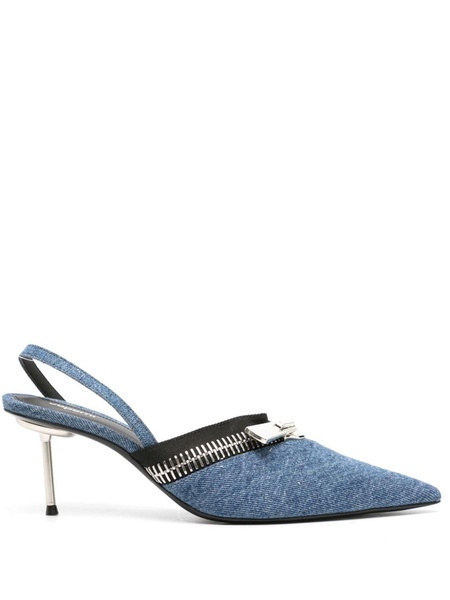 75mm denim slingback pumps