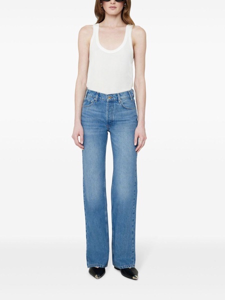 mid-wash wide-leg jeans