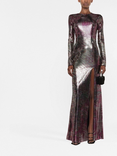 metallic floor-length dress