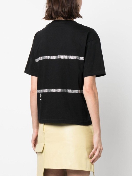 rhinestone-striped T-shirt