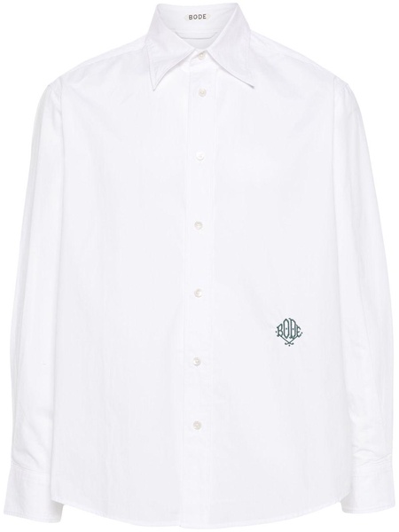 White Logo Embroidered Poplin Shirt