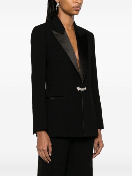 Black Crystal-Embellished Wool Blazer