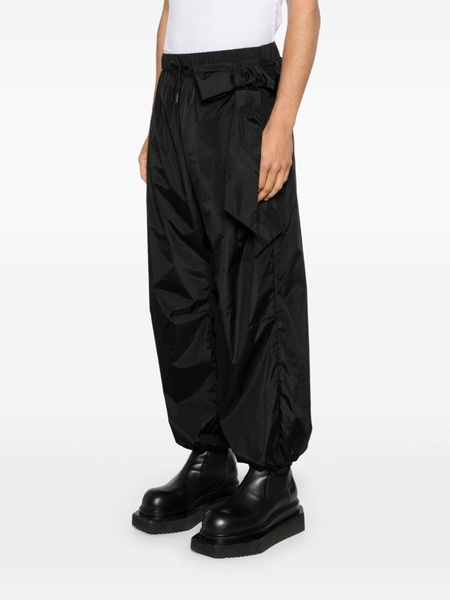 Black Bow-Embellished Tapered Trousers