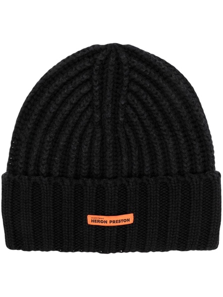 rib-knit wool beanie