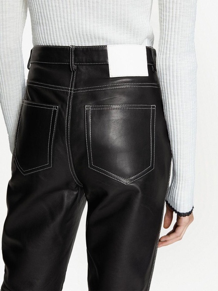 straight leather trousers