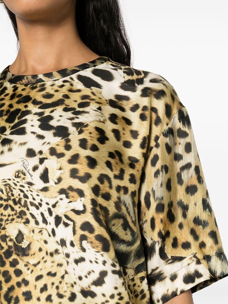 leopard-print silk blouse