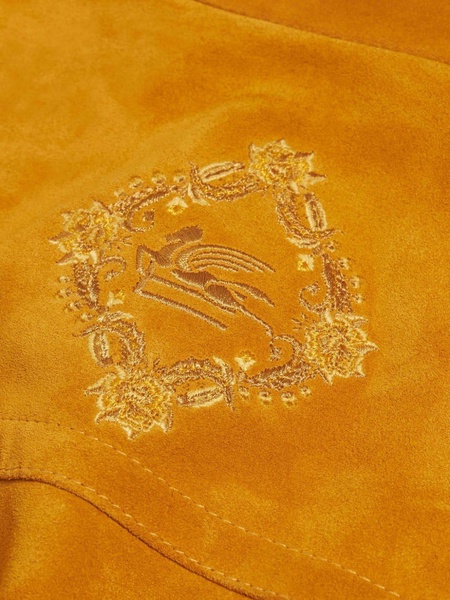 Pegaso-embroidered suede jacket