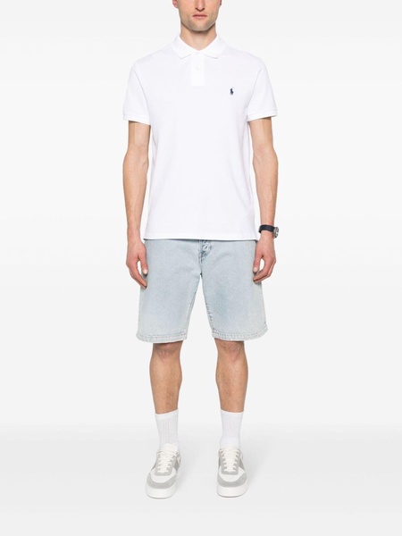 White Fitted Polo Shirt With Logo In Cotton Man