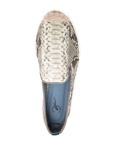 snakeskin-effect round-toe espadrilles