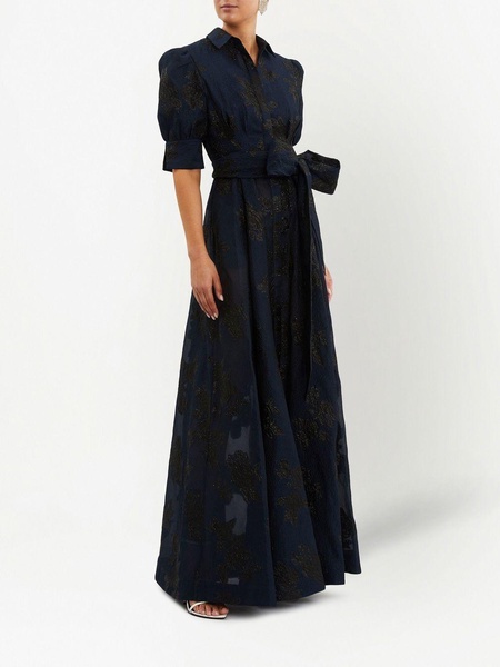 Antoinette floral-jacquard gown