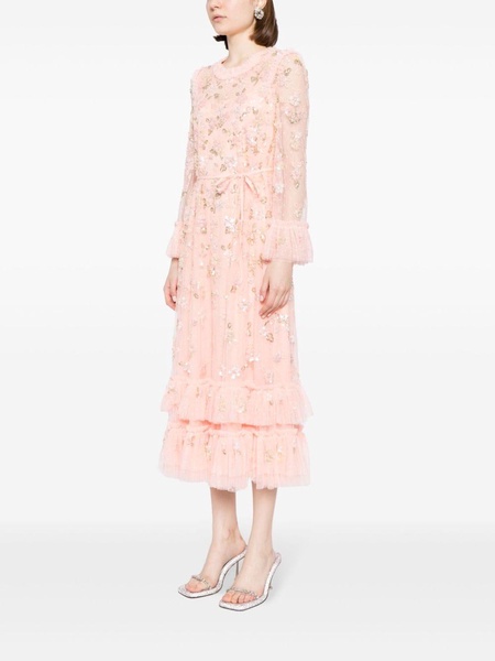 Sequin Bloom tulle midi dress