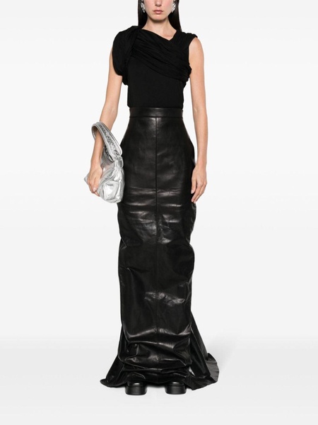 Black Dirt Pillar Leather Maxi Skirt