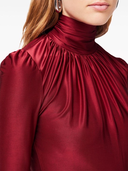 high-neck draped top