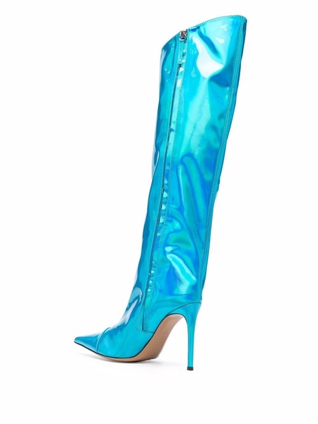 metallic pointed-toe boots