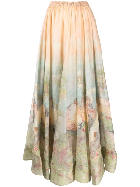 Luminosity painterly-print maxi skirt