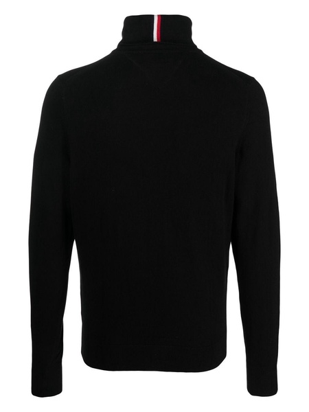 logo-embroidered roll-neck top