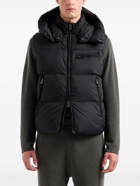 hooded zip-front down vest