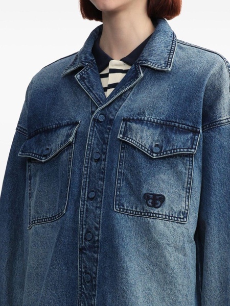 Ape-embroidered denim shirt