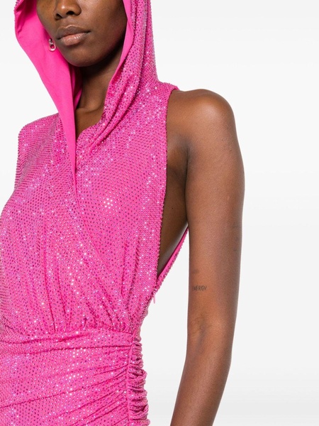 rhinestone-embellished hooded dress