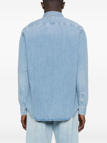 logo-embroidered denim shirt