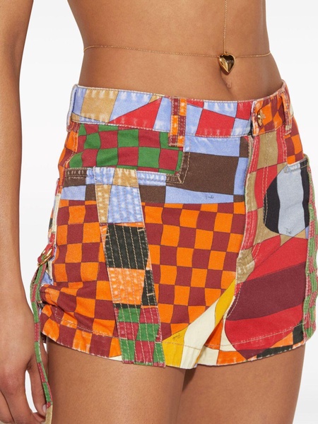 Giardino-print panelled cotton shorts