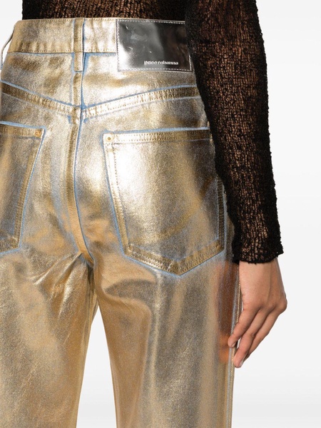 metallic coated high-rise straight-leg jeans