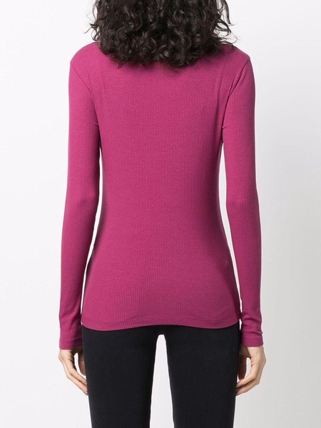 long-sleeved ribbed-knit top